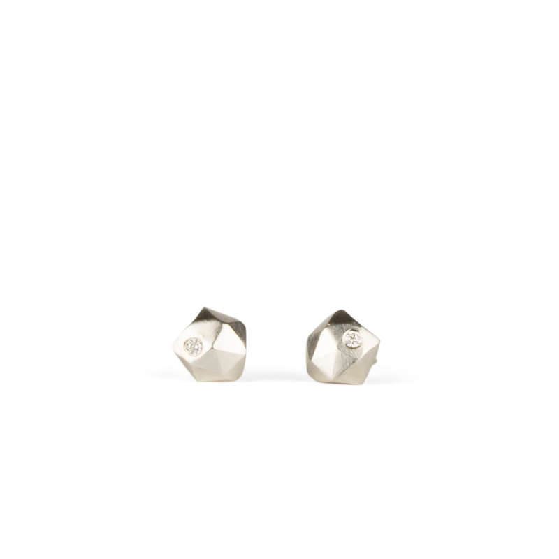 Silver Micro Fragment Diamond Stud Earrings