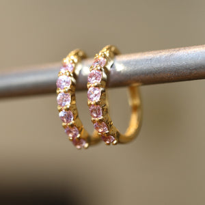 Karma Huggie Earrings - Pink Sapphire