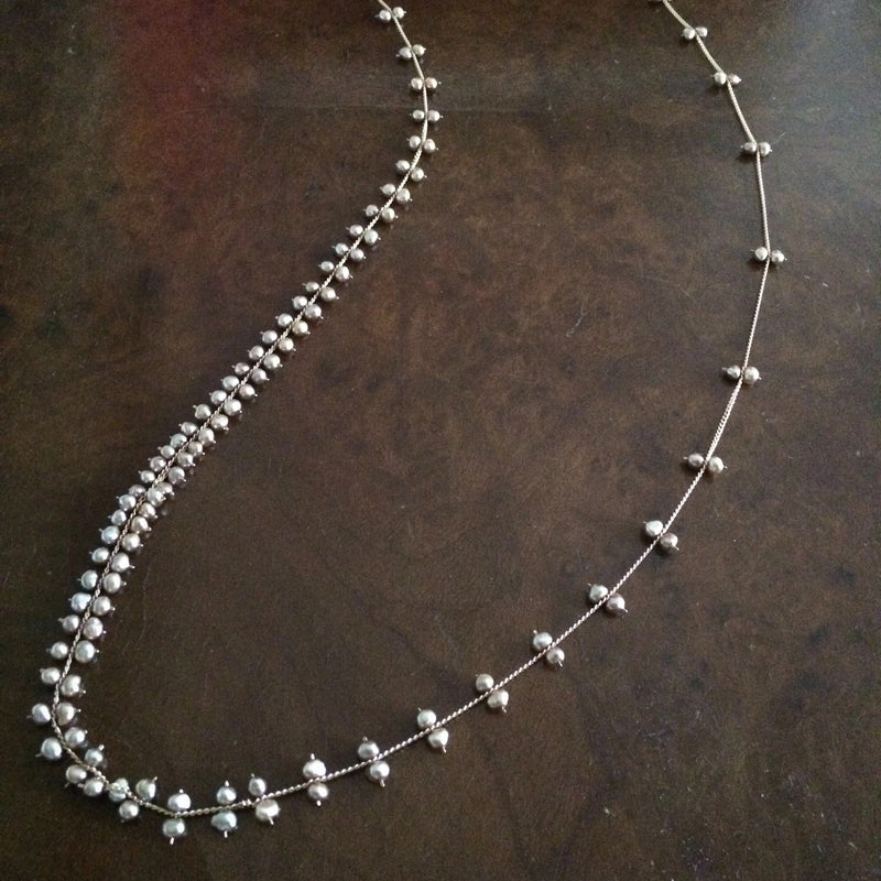 Rain Necklace - Champagne Pearls