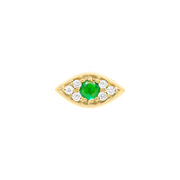 Mini Emerald Evil Eye Threaded Flat Back Earring -Single