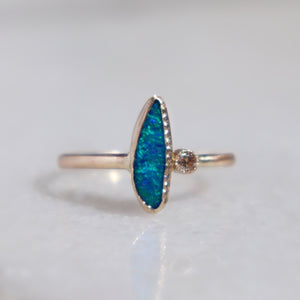 Boulder Opal & Champagne Diamond Ring