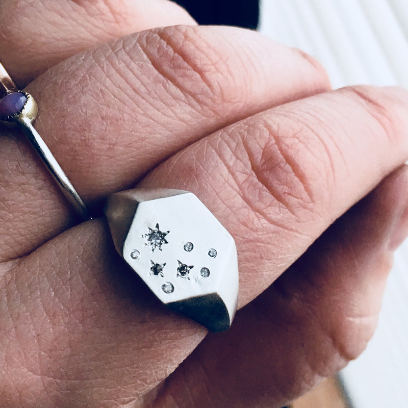 Starlight Diamond Signet Ring
