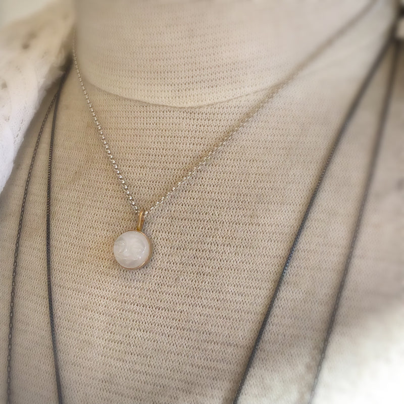 Moonstone Moon Face Necklace