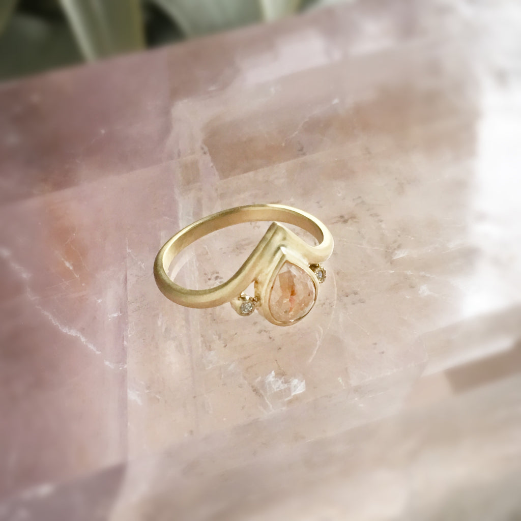 Peach Diamond + Gold Ring