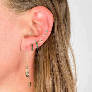 Mini Snake Threaded Flat Back Earring -Single