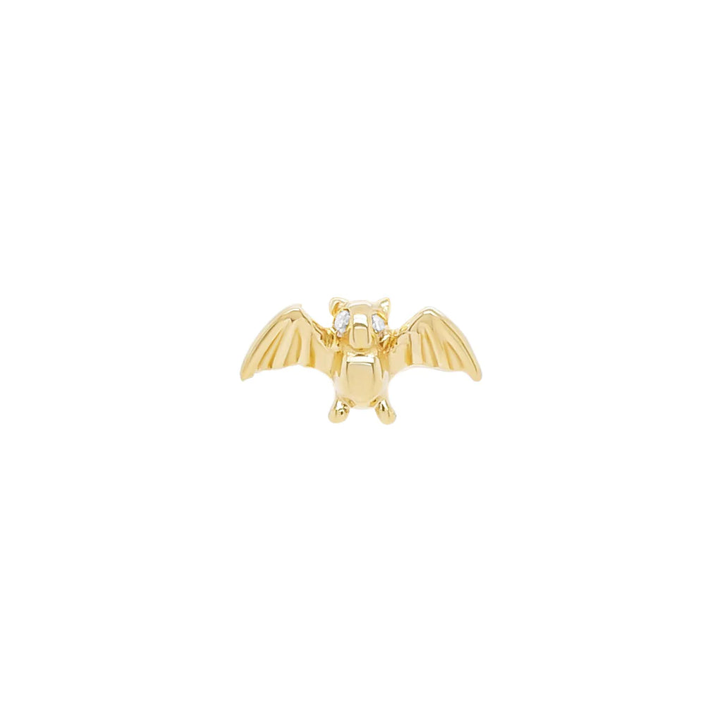 Mini Bat Threaded Flat Back Earring -Single